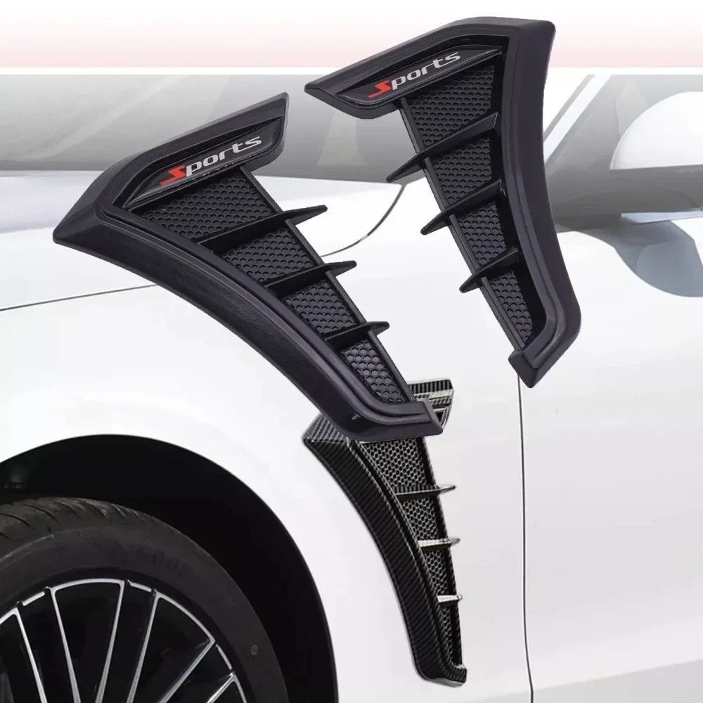 2Pcs Vent Cover Fender Hood Air Flow Intake Trim Car Side Exterior Accessories Wing Decals Ventilation Sticker Modified Styling