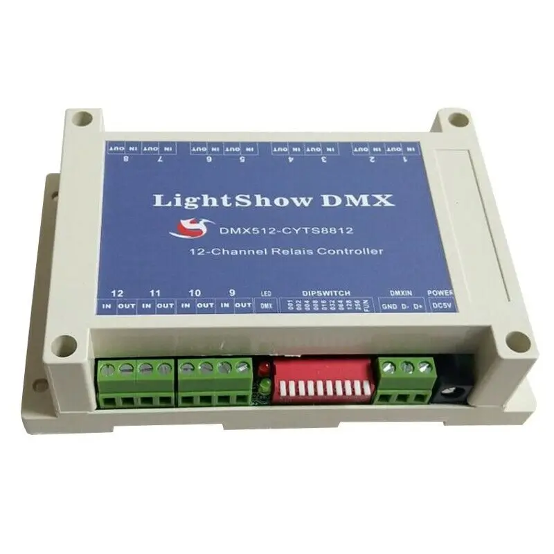 DMX512 10A relay 5V 4-way 6-way 12-way 16-way DMX512 switch controller Suitable for sand table exhibition halls, KTV bars, etc.