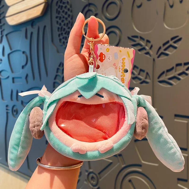 Bandai Anime Hatsune Miku Q Version Kawaii Figure Multi Functional Plush Mini Bag Pendant Headphone Bag Pocket Coin Purse Gifts