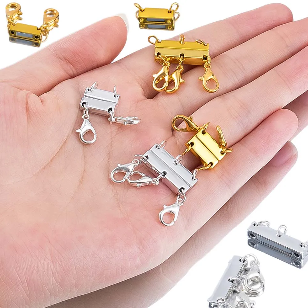 2pcs Multi Strand Necklace Layer Lobster Clasp Magnetic Separators Slide Magnet Tube Connector Locks for Bracelet Jewelry Making