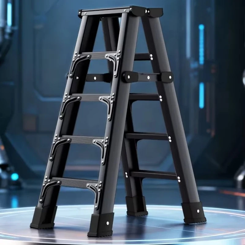 Upgrade double-layer carbon steel column folding ladder, widen aluminum alloy anti slip pedal zigzag ladder, step ladder