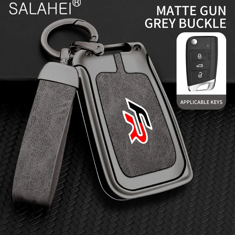 Car Remote Key Protection Case Zinc Alloy Leather Keychains Holder For Seat FR with Logo Altea Ateca Leon Ibiza MK4 Passat B8 CC