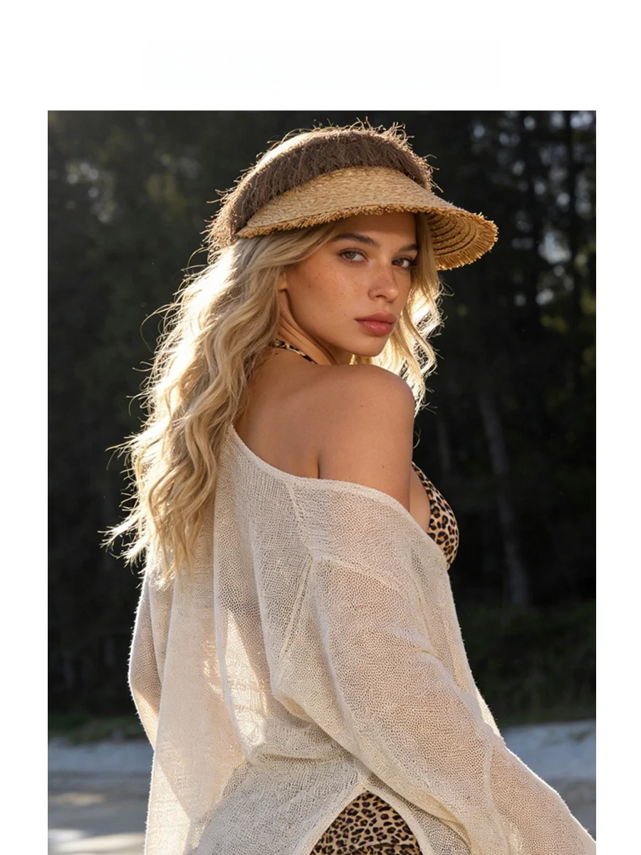 summer-large-brim-straw-woven-uv-protection-no-top-breathable-sunshade-hat-face-slimming-sun-hat-adjustable-unisex-spring-summer