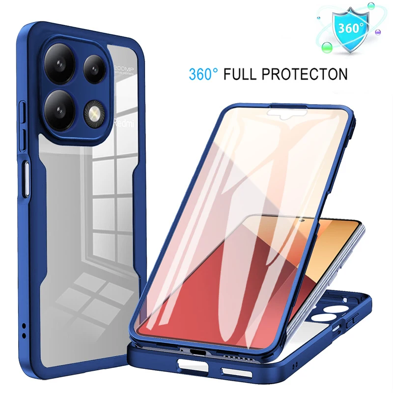 For Xiaomi Redmi Note 13 Pro 4G Case 360 Full Shockproof Clear Hard TPU Cover For Redmy Note13 Pro 13Pro Screen Protection Funda