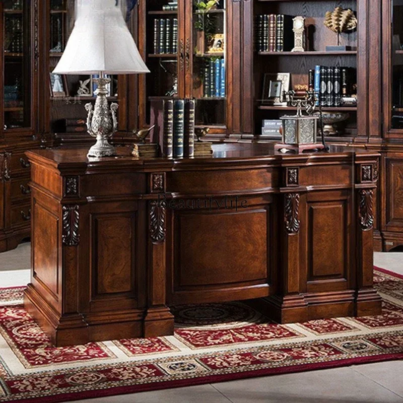 

FG28*American solid wood desk boss office European luxury writing desk