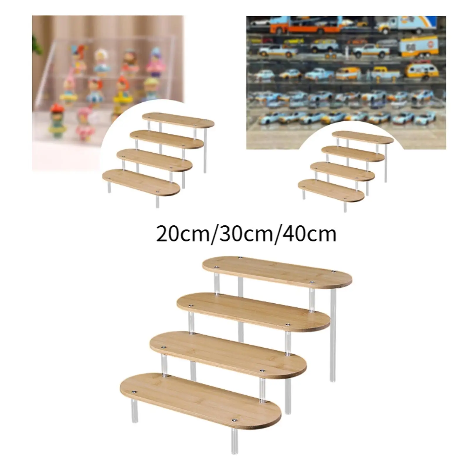 Acrylic Display Riser 4 Tiers Tiered Riser 1/64 Model Car Display Shelf for Diecast Car Perfume Model Vehicles Figures Cosmetic