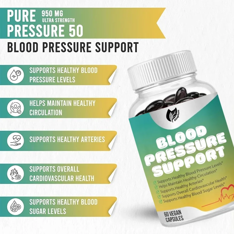 Blood Pressure Supplements, Beetroot, Magnesium Oxide, and Hawthorn Berries, Support Cardiovascular and Heart Health, 60 Pills