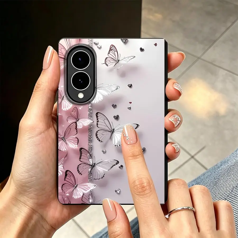 White Outline Butterfly Case for Samsung Galaxy Z Fold8 Wide ZFold8 Z Fold 8 ZFold Wide Luxury Phone Cover