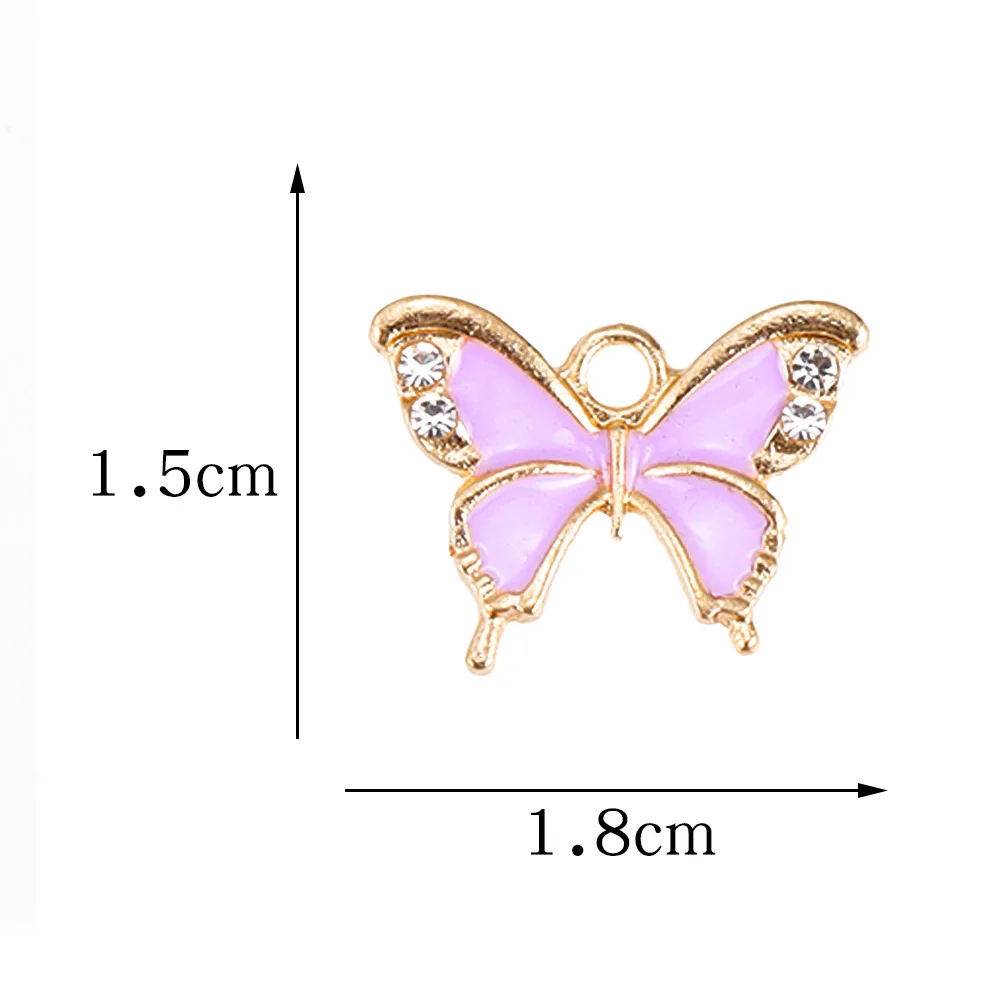 다채로운 나비 에나멜 매력 금속 합금 매력 펜던트 팔찌, 다이아몬드 보석 액세서리, 보석 만들기 찾기, 10 개
