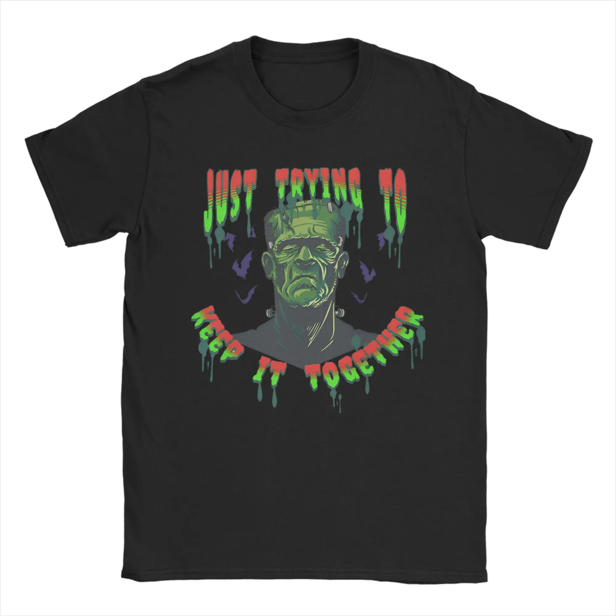 

Men's T-Shirts Frankenstein Monster Spooky Halloween Vintage Cotton Tees Short Sleeve Gothic T Shirt Round Collar Tops Big Size