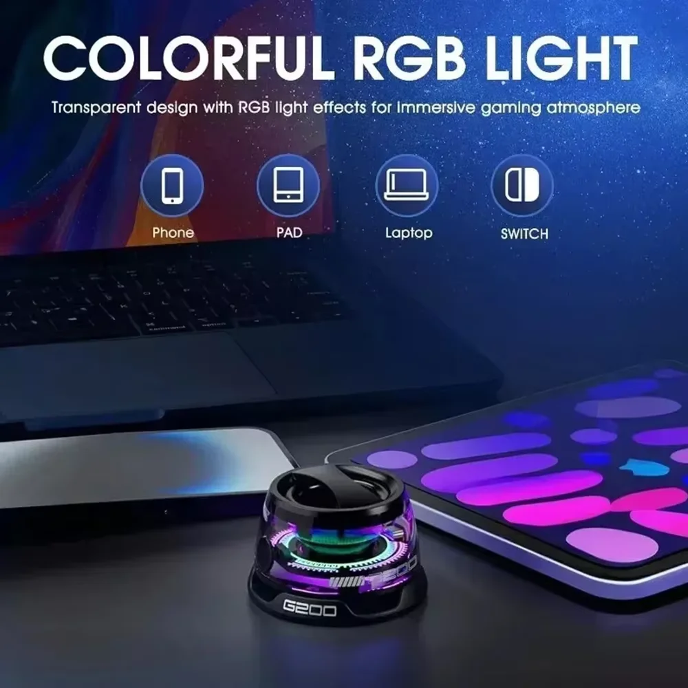 سمّاعات بلوتوث صغيرة محمولة G200 RGB الإضاءة مكبر صوت مغناطيسي BT5.3 صندوق صوت صغير 7 ساعات تشغيل حامل هاتف