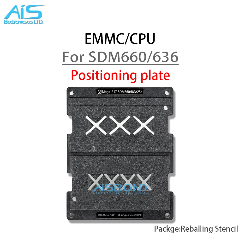 BGA Stencil Reballing Template Station Kit For SDM660 SDM636 EMMC BGA254 CPU Positioning plate Plant tin net Steel mesh