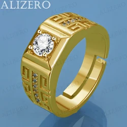 ALIZERO 18K Gold AAAAA Zicon Rings For Men Women Wedding Engagement Band Fashion Party Gifts Jewelry Accessories