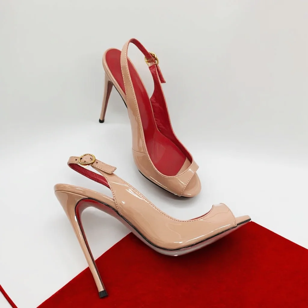 

Summer nude back empty straight strap super high heels sandals with exposed toes French versatile comfortable sandals for women