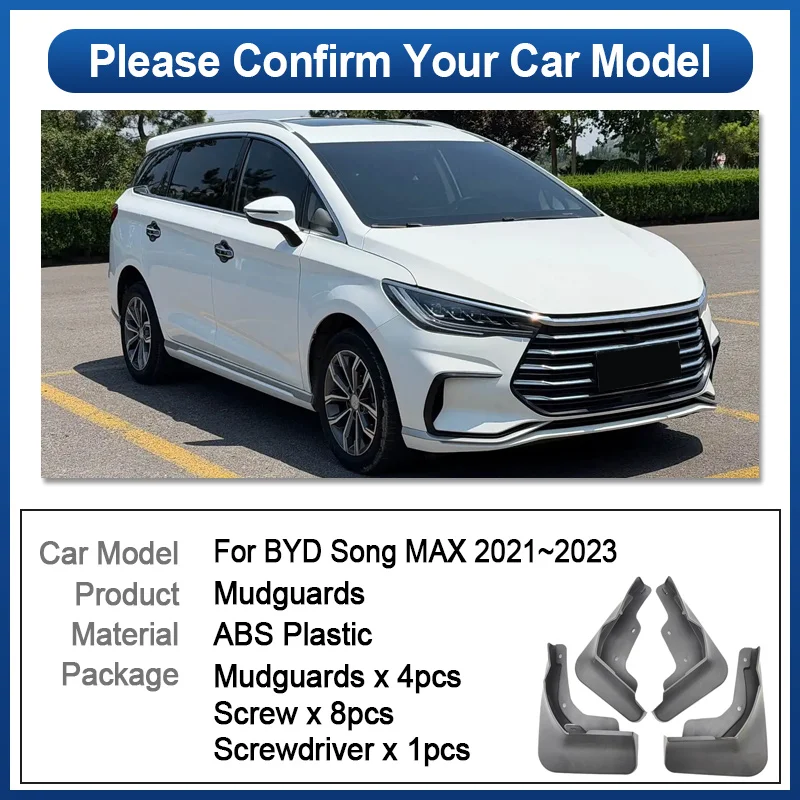 Car Mudguards For BYD Song MAX 2021~2023 Front Rear Fender All Weather MudflapsAll Weather Mudflaps Anti-Sand Auto Accessories
