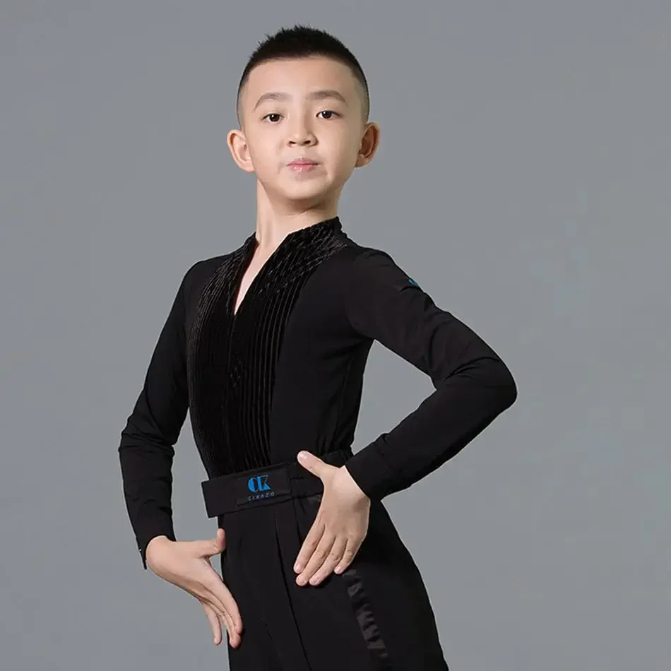 Long Sleeve Kids Latin Dance T shirt Shoulder Hole Girl Latin Dancing Clothes Belly Ballroom Tango Dresses