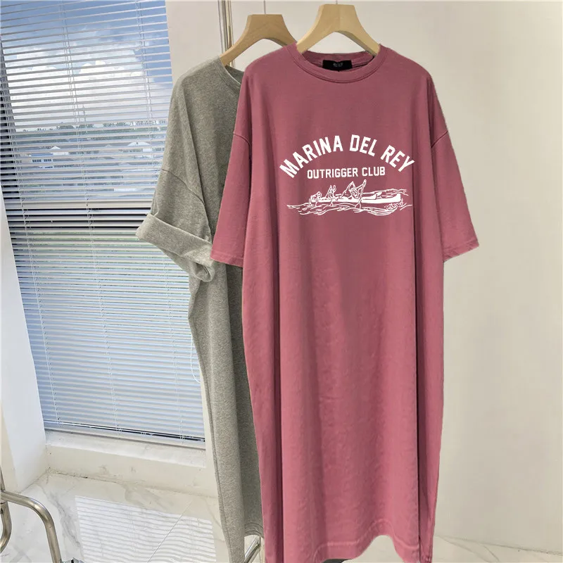 أزياء الصيف العصرية المطبوعة قصيرة الأكمام كبيرة الحجم فستان فضفاض للمرأة #2