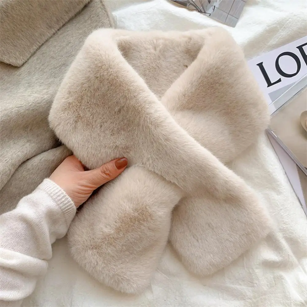 Evening Gown Furry Scarf Women Plush Scarf Cozy Winter Faux Rabbit Fur Scarf Luxurious Plush Neck Collar Women Scarf