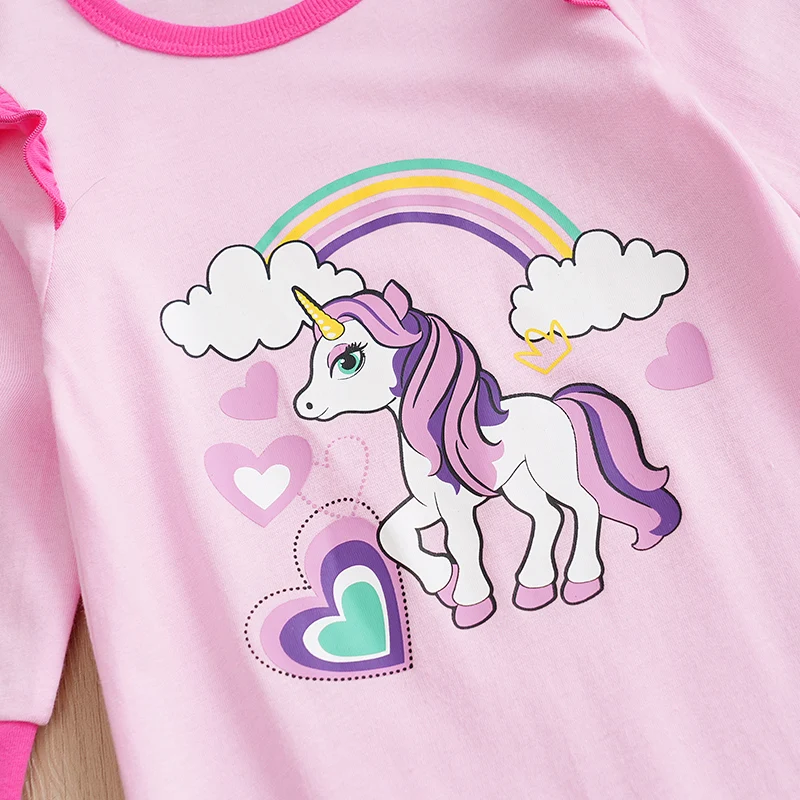 Newborn Spring And Autumn Clothing Cute Cartoon Unicorn Cotton Comfortable And Soft Boys And Girls Long Sleeved Baby Bodysuit