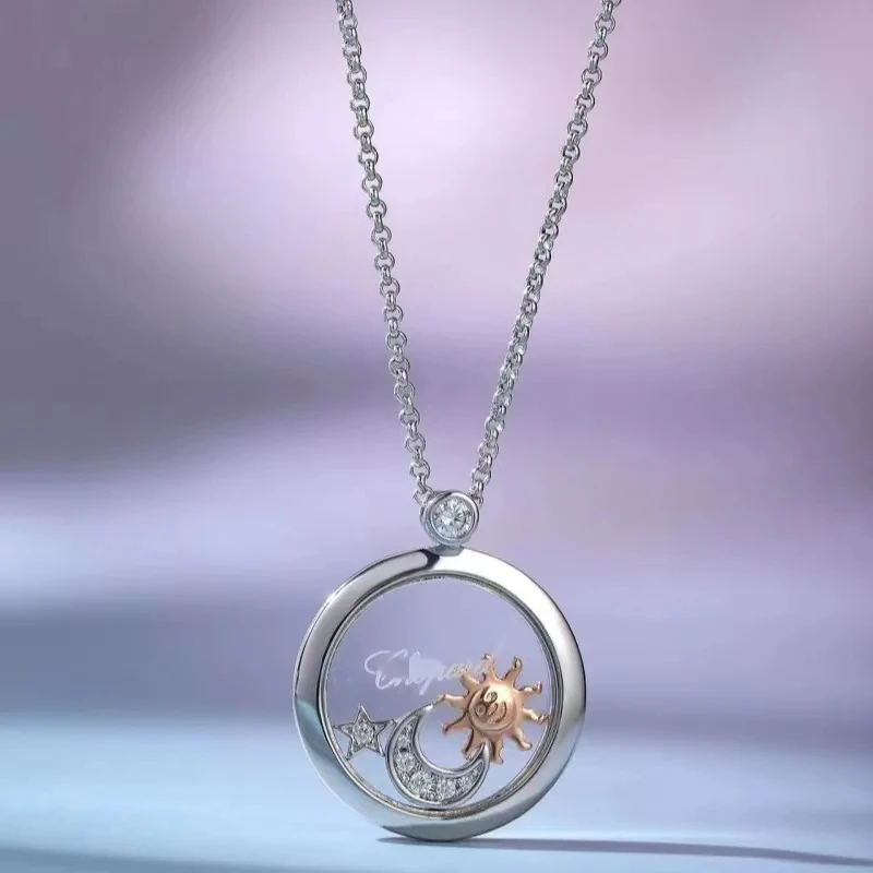 

High quality Silver Star and Moon necklaces for women fashion ethos luxury brand jewelry party Valentine's Day gifts