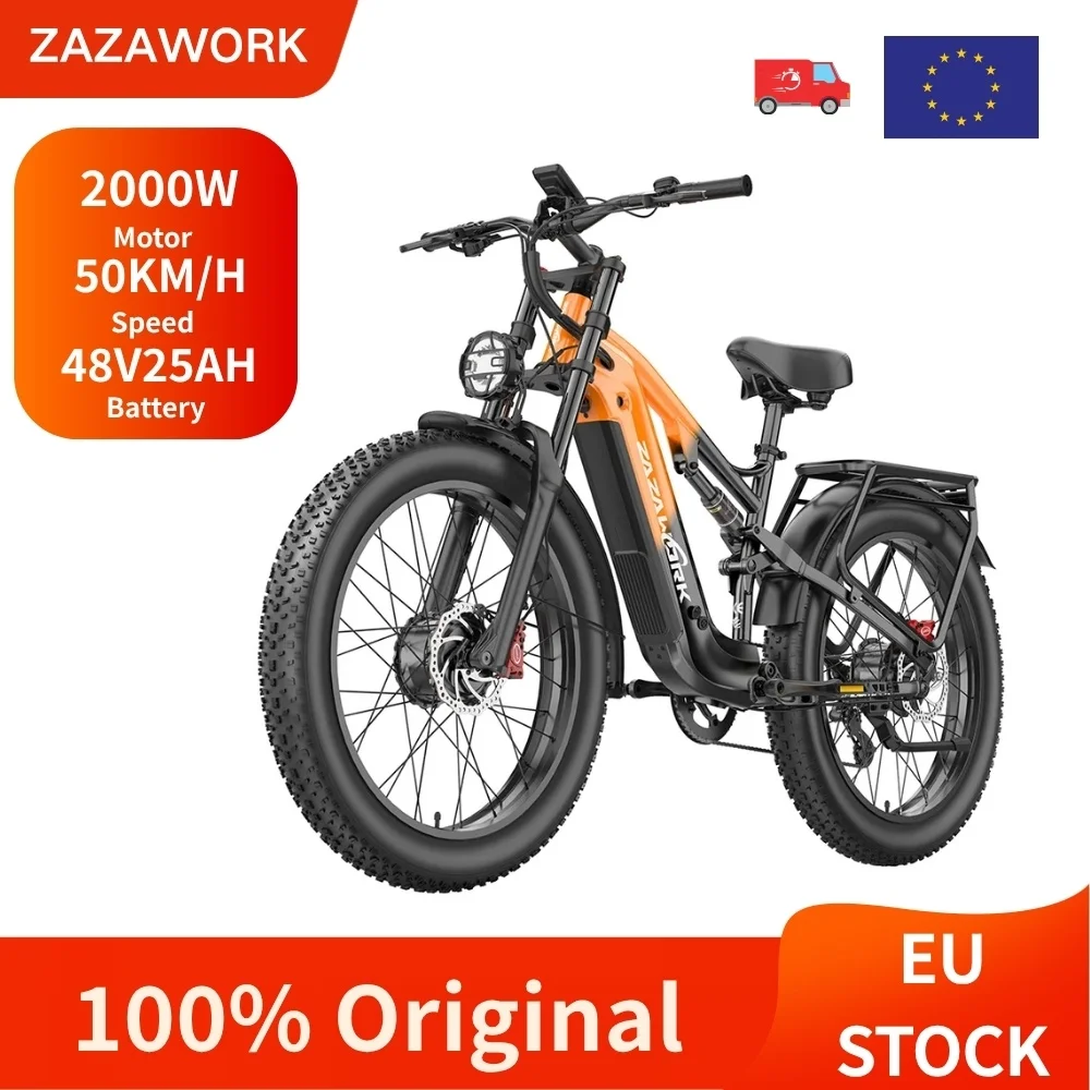 48V25AH Batterie Zazawork Cf26 Max Elektrofahrrad 2000W Motor 50Km/h Höchstgeschwindigkeit 110Km Reichweite 26 Zoll Reifen