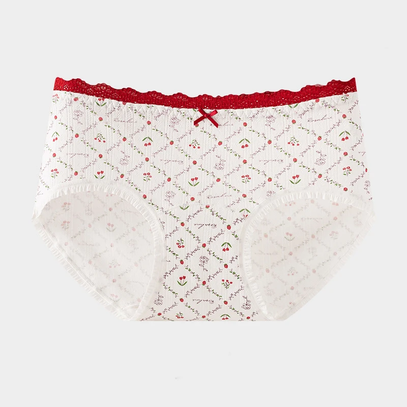 1pcs Cotton Panties Girl Lace Underwear Teenager Cute Bow Briefs Students Intimates Dot Print Underpant Female Comfort Lingeries - Image 6