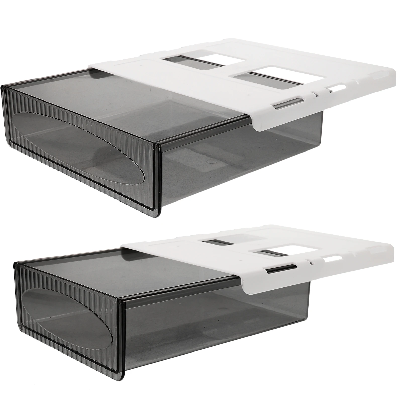

2pcs Hidden Under Desk Drawer Storage Organizer For Home Office Wear-Resistant Plastic Stationery Storage Box