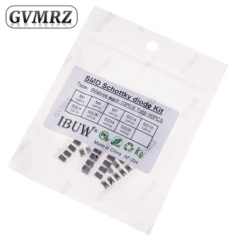 90PCS 9Values SMD Schottky Diode Kit M1 M4 M7 SS14 SS16 SS24 SS26 SS34 SS36 for Electronic Rectification kit