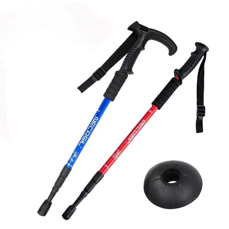 3-Section Adult Child Elderly Alpenstocks Ultralight Trekking Folding Pole Walking Hiking Sticks Non-Slip Mountaineering Tools