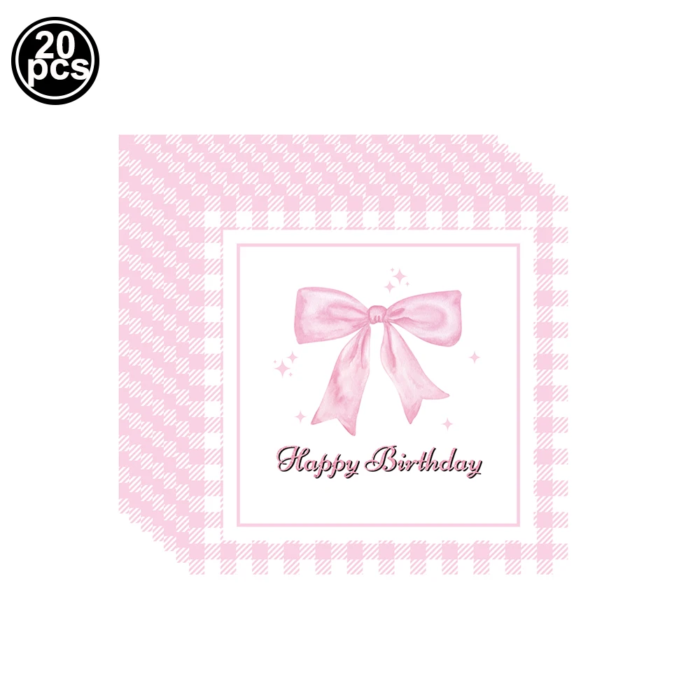 Mädchen Frauen Rosa Schleife Geburtstag Einweggeschirr Party Dekor Babyparty Junggesellinnenabschied Schleife Pappteller Tassen Partyzubehör – Detail 6