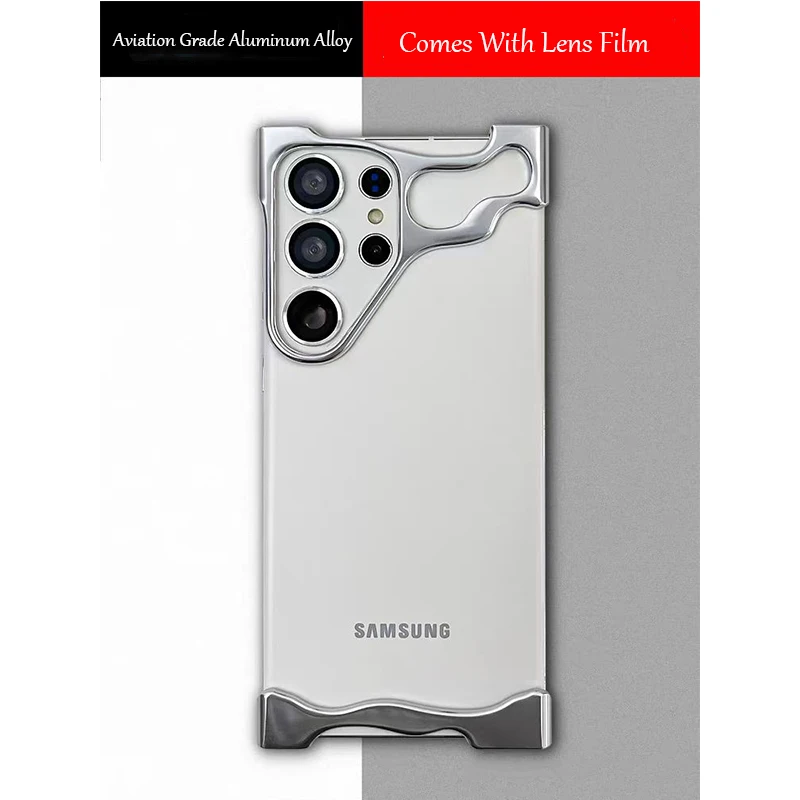 Luxury Aluminum Alloy Anti-collision Phone Case For Samsung Galaxy S23 S24 Plus 24Ultra Lens Film Protective Metal Cooling Cover