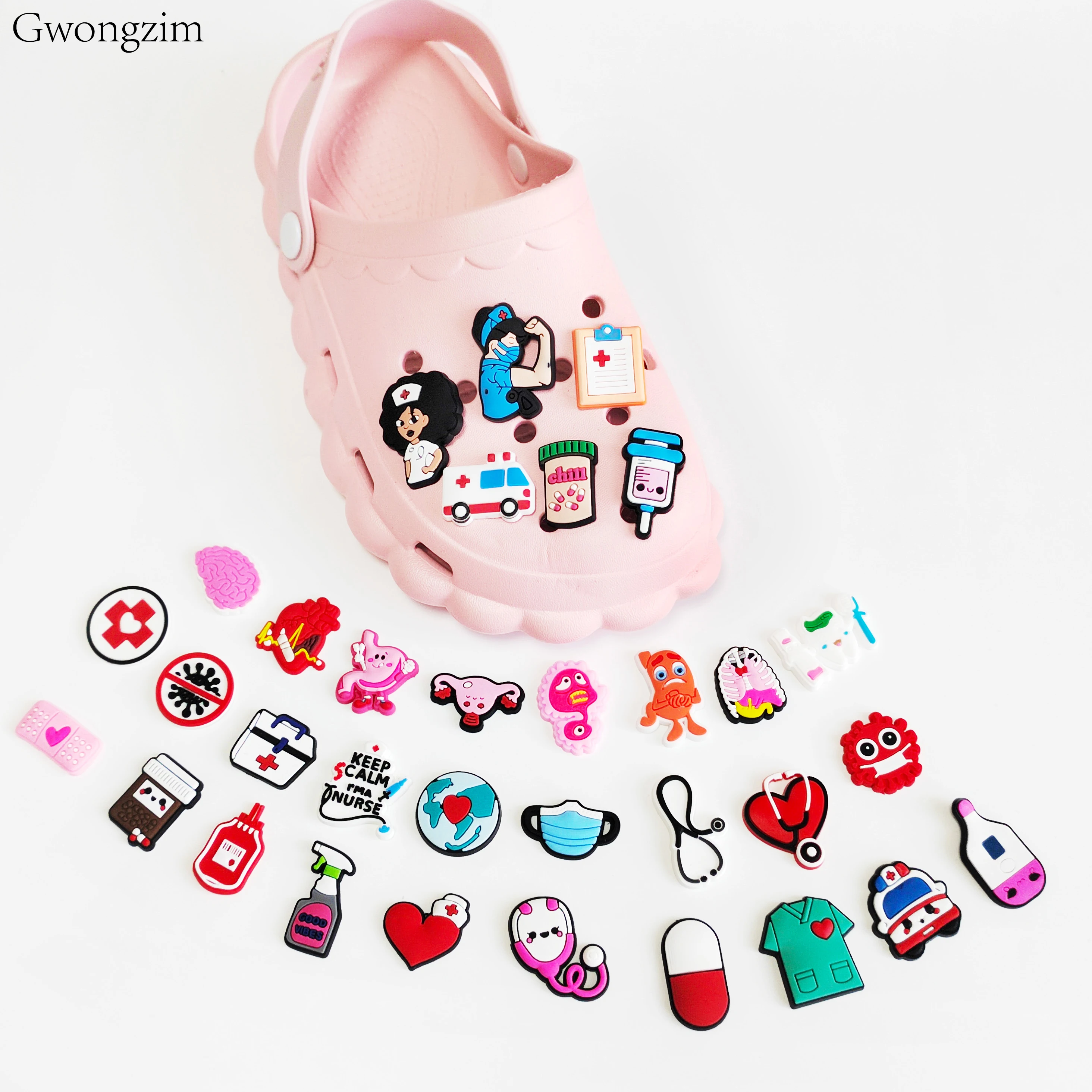 Gwongzim Shoe Accessories Medical Care Shoe Charms for Fashion  Shoe Buckles PVC for Croc Charms Party holiday Doctor