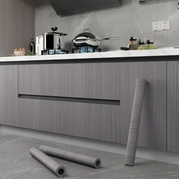 Muebles Kitchen Cabinets Oil ire Oil-proof Self-adhesive Wood PVC Furniture Stickers Room Decor Waterproof Thick Wall Sticker