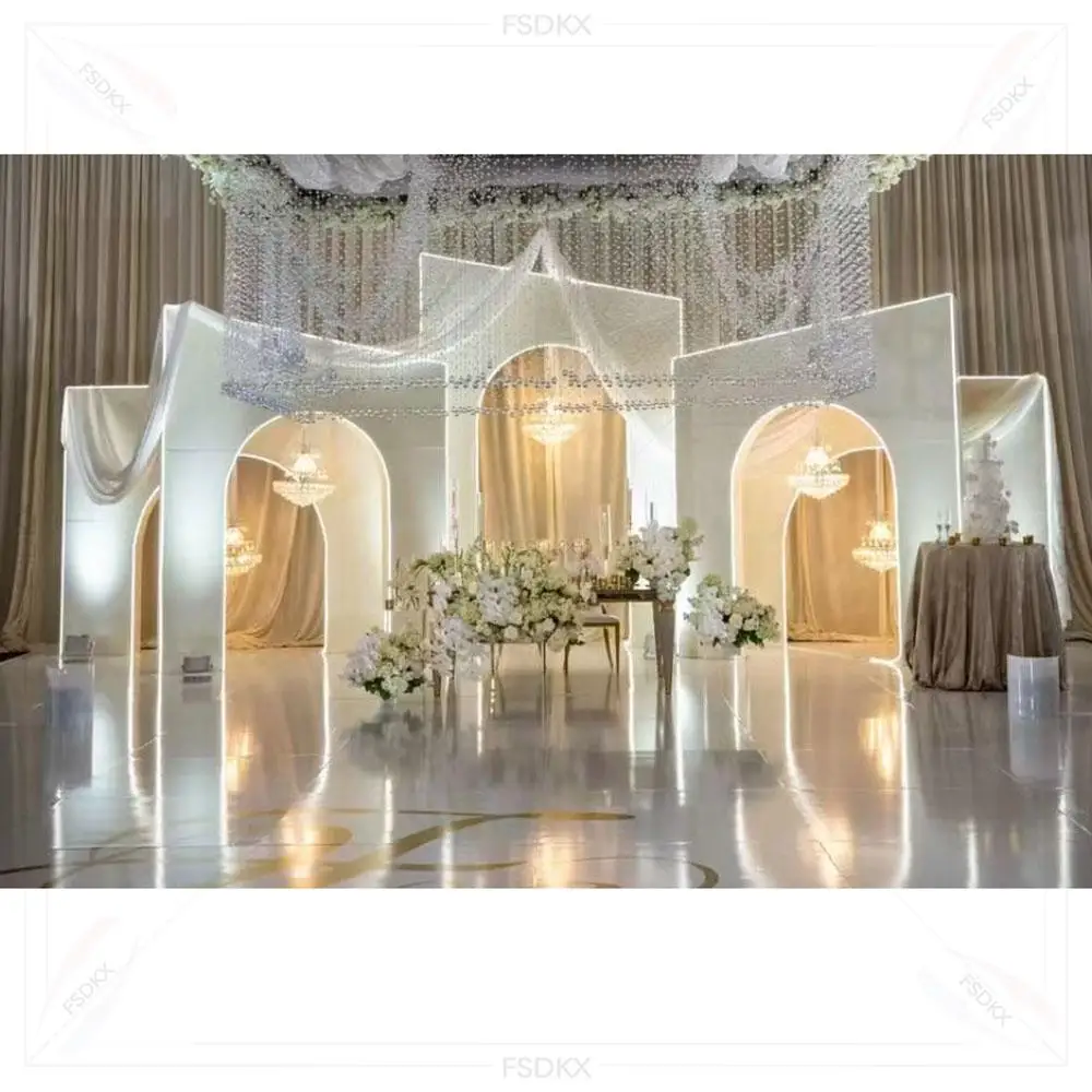 FSDKX Wedding Manufacture White PVC Arch Background Events Stage Backdrop Stand Decoration