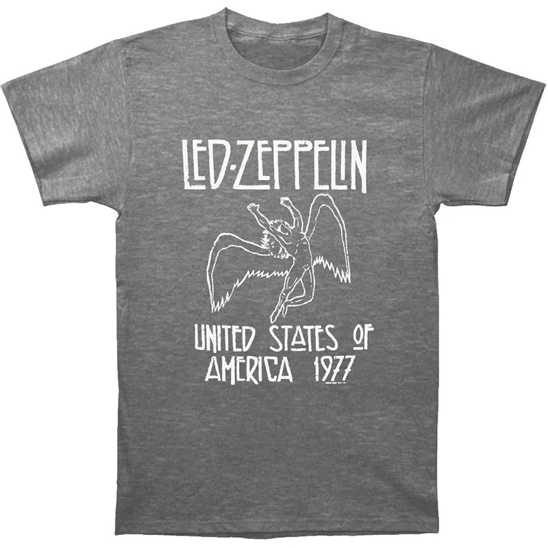 Fit Summer Led Zeppelin Band Graphic Cotton T-shirt Unisex Summer Short Sleeve Fashion Brand Tee Luxury Casual Vintage Tees