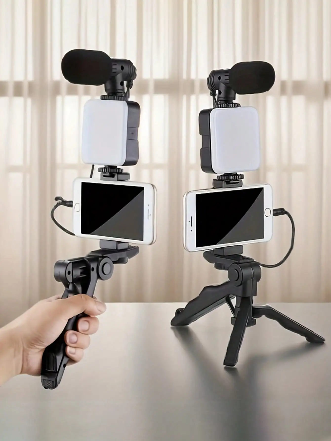 Mobile Phone Microphone Light Kit Portable Mobile Phone Tripod Fill Light Microphone Kit