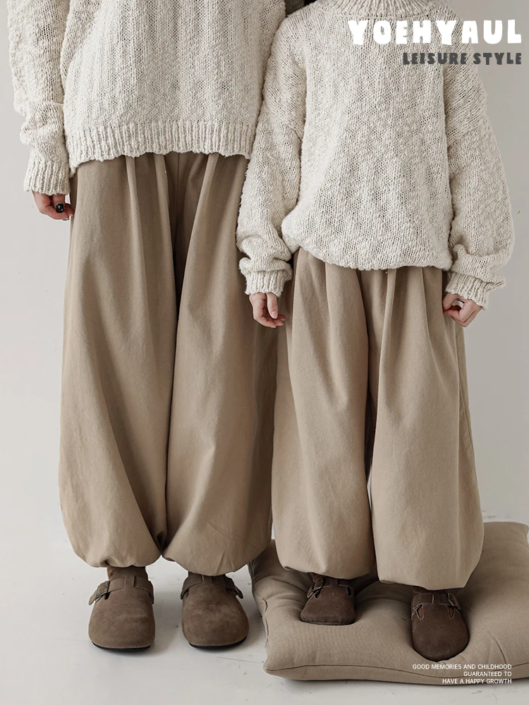 

Girls' Pants Spring and Autumn Style Coffee Casual Large Size Leggings Solid Color Pants Kids Clothes