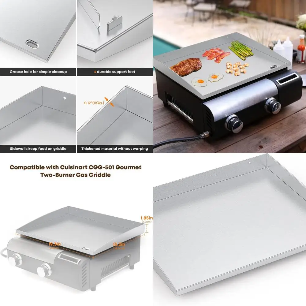 

19.5 Cuisinart CGG-501 Gas Grill Replacement Griddle Top with Front Grease Drain
