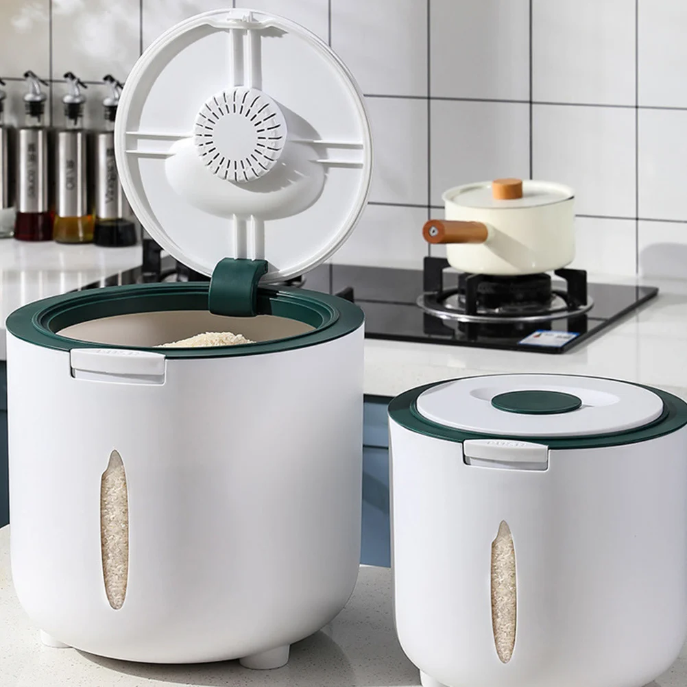 

Moisture-Proof Large Capacity Sealed Rice Bucket Plastic Airtight Storage Box Transparent Window Press-Type Design Home Kitchen