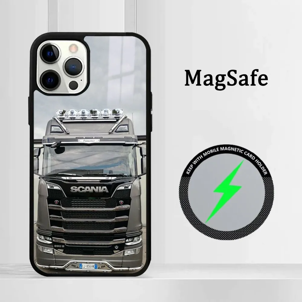 S-Scania T-Truck Lorry Phone Case For iPhone 15 14 13 12 11 Pro Max Plus Mini Mirror Magnetic Cover