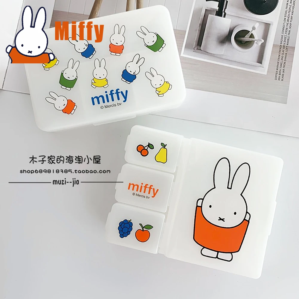Kawaii Miffy Pill Box, милый отсек для таблеток, сделанный в Японии, чехол для лекарств, портативный еженедельный диспенсер для хранения в путешествиях, подарок для девочки
