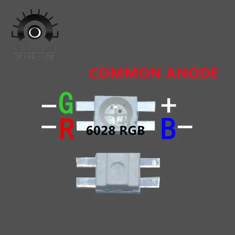 100PCS SMD 3528/6028 RGB LED Common Anode SMT Chip Tricolor (Red Green Blue) 1210 Shine down Light Emitting Diode Lamp