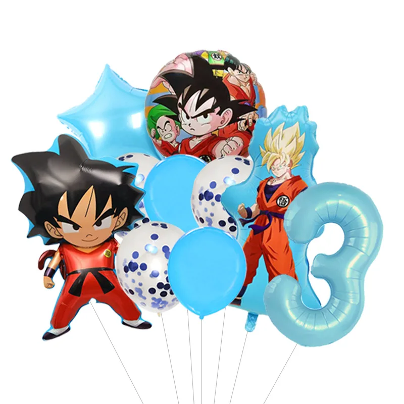 Paquete de globos de Dragon Ball, globos de aluminio para decoraciones de fiestas de cumpleaños con temática de anime, artículos para fiestas infantiles, globos