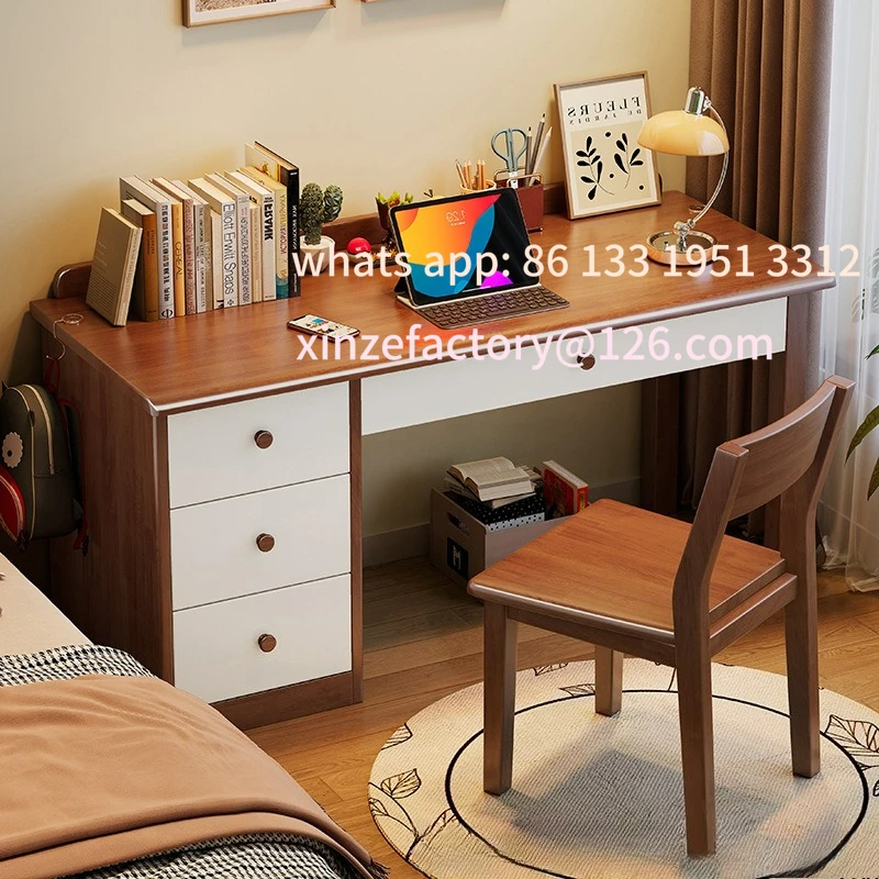 

Customizable Solid Wood Desk Desktop Computer Desk Home Study Table Simple Modern with Drawers
