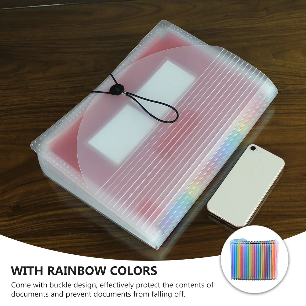 

Transparent Expandable File Folder Rainbow Plastic Document Organizer With Buckle 24 Pockets Portable A4 Office Folder For