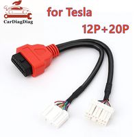 16 Pins OBD2 Adapter For Tesla Wiring Harness 12P+20P Dual Head Conversion Cable For Tesla 3 and Y Diagnostic Cable