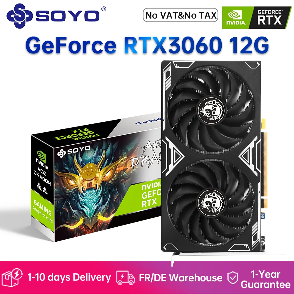 SOYO Original NVIDIA RTX3060 12G Grafikkarte GDDR6 Speicher 192Bit PCIE4.0x16 Gaming-Grafikkarte für Desktop-Computerzubehör