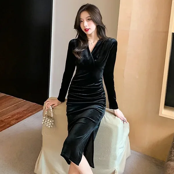 ชุดเดรสผู้หญิง ชุดเดรสออกงานกลางคืน ผ้าถัก ลายบล็อกสี แต่งสม็อค ทรงบาน สตรีทแวร์ ทันสมัย สไตล์ Y2K เท่ห์ ศิลปะ ลุคคนเมือง สไตล์มินิมอล