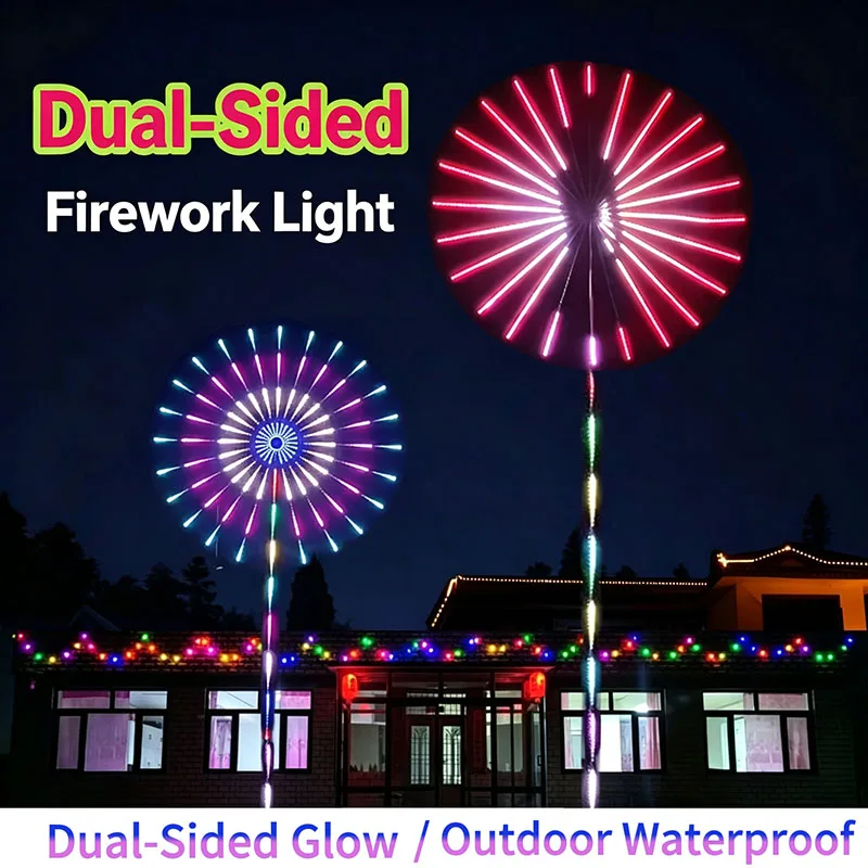 2026 new Dual Speaker Programmable RGB Firework Lights via APP, Sound Sync Dancing, Sound Activated Outdoor New Year Lamp