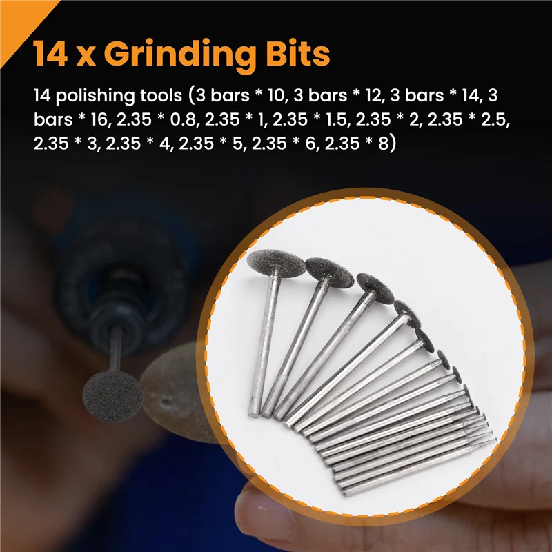 A76I-14PCS 다이아몬드 스톤 그라인딩 비트 - 맞춤형 사용자용 3/32인치 생크, 고정밀 회전 공구 액세서리